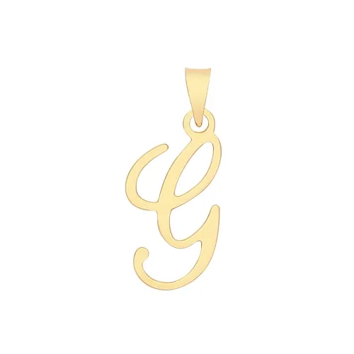 9ct Yellow Gold Script Initial Pendant 19 X 10mm + 5.5mm Bale G